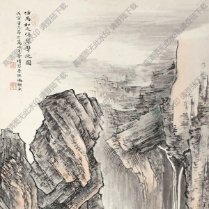 馮超然國(guó)畫(huà) 停琴擘阮圖 高清大圖下載