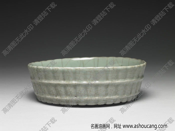 南宋 官窯青瓷蔗段式洗 高清大圖下載