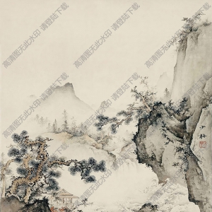 陳少梅國(guó)畫(huà) 松溪草廬圖 高清大圖下載