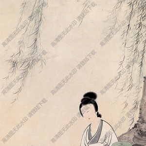 陳少梅國(guó)畫(huà)作品 紈扇仕女 高清下載