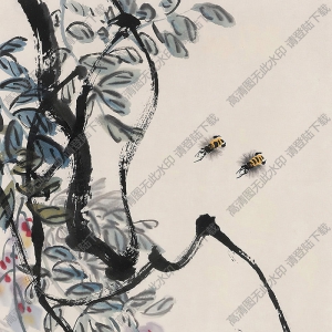 齊白石國(guó)畫作品_藤蘿蜜蜂_高清下載