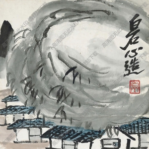 齊白石國(guó)畫作品_云頭山屋_白石心造_高清大圖下載