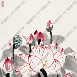 吳冠中國(guó)畫(huà)作品 荷花 高清下載