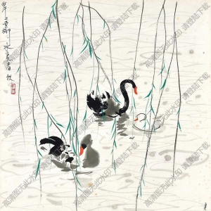 吳冠中國(guó)畫(huà)作品 黑天鵝 高清下載