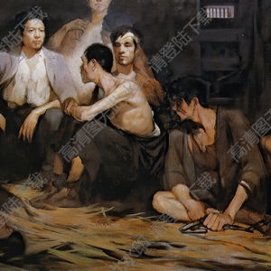 林崗油畫_獄中斗爭(zhēng)_高清大圖下載