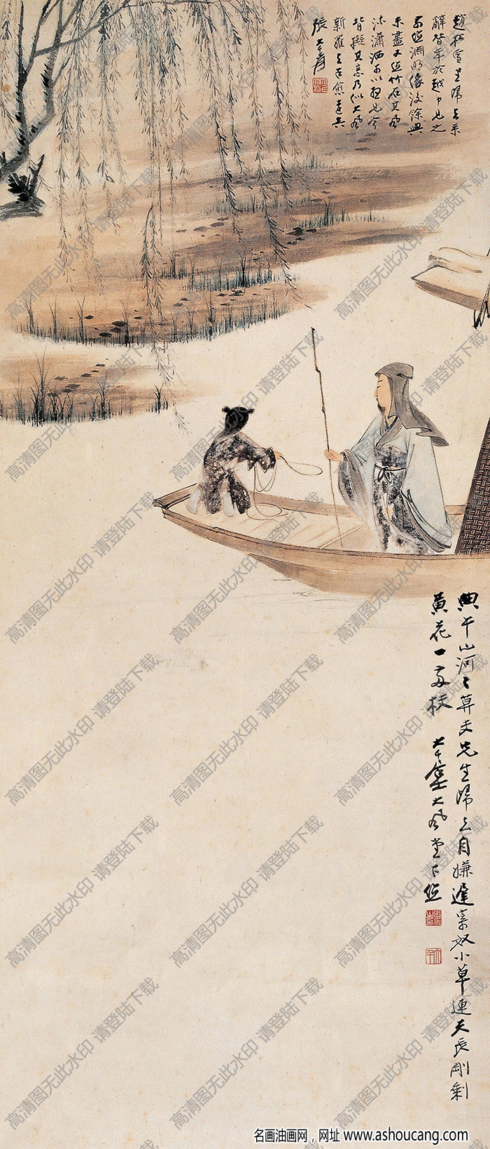張大千國畫作品_山水人物_趙松雪書歸去來辭_高清大圖下載