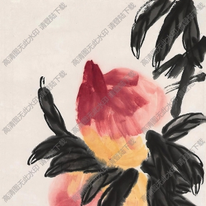 齊白石國畫作品_一對壽桃_祝壽圖_高清大圖下載