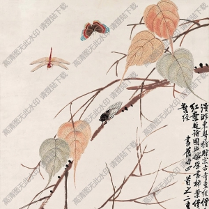 齊白石作品_貝葉草蟲_蝴蝶_蜻蜓_知了_蟈蟈_高清大圖下載