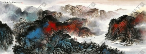 國畫名作_萬山叢中一抹紅_高清大圖下載