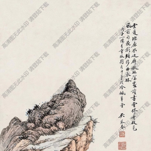 吳琴木國(guó)畫(huà) 溪山茅屋圖 高清大圖下載