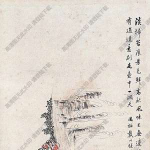 戴以恒國(guó)畫(huà) 秋林帆影 高清大圖下載