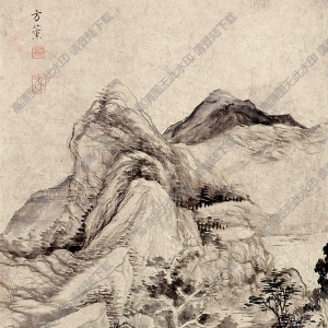 方薰國(guó)畫 溪山清遠(yuǎn)圖 高清大圖下載