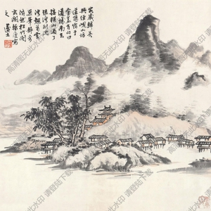 沈邁士國(guó)畫(huà) 轉(zhuǎn)山湖景圖 高清大圖下載