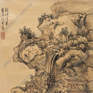 藍瑛作品 仿郭熙山水 高清大圖下載