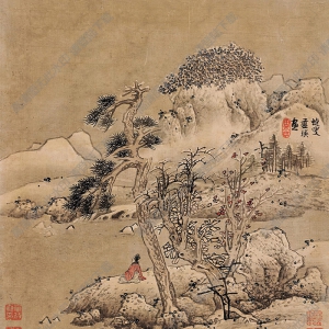 藍(lán)瑛作品 松下賞雪 高清大圖下載