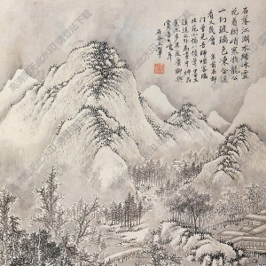 王翚國畫 雪景山林圖 高清大圖下載