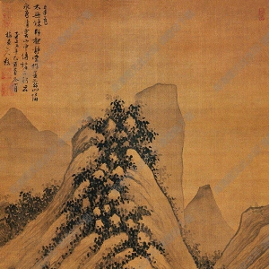 吳鎮(zhèn)國(guó)畫(huà) 柳溪晚渡圖 高清大圖下載