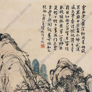 陸恢國(guó)畫(huà) 疏林茅舍 高清大圖下載