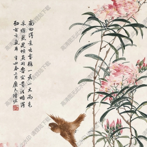 陸恢國(guó)畫(huà) 桃花小鳥(niǎo) 高清大圖下載