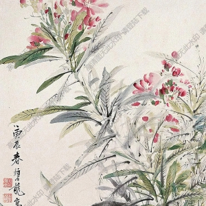 顏伯龍國(guó)畫(huà) 桃花八哥 高清大圖下載