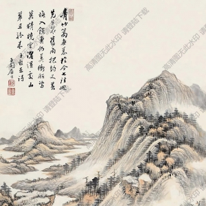 張石園作品 秋山聳翠 高清大圖下載