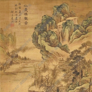 袁江國(guó)畫 山巖樓觀圖 高清大圖下載