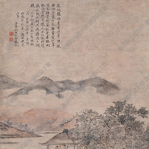 文伯仁國(guó)畫(huà) 荷亭小景 高清大圖下載