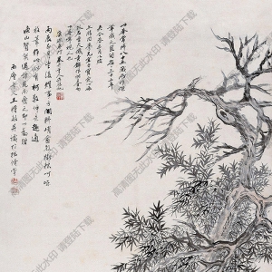 王時(shí)敏作品 樹(shù)石圖 高清大圖下載