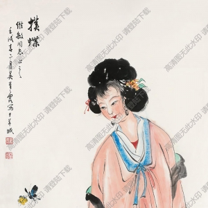 吳青霞國(guó)畫(huà) 撲蝶 高清大圖下載