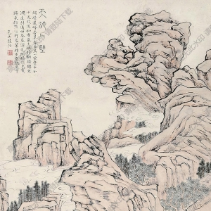 陸治作品 天池石壁 高清大圖下載