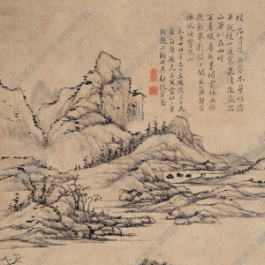 張宗蒼國(guó)畫 仿倪瓚山水圖 高清大圖下載