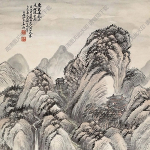 姜筠作品 關(guān)山秋霽圖 高清大圖下載