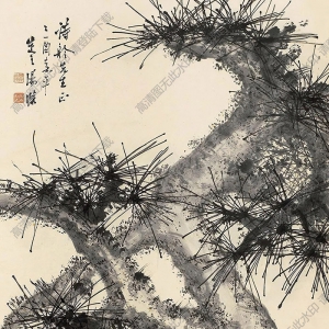 湯滌國(guó)畫 古松圖 (1) 高清大圖下載