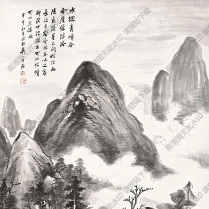 吳子深國(guó)畫(huà) 青嶂綠溪 高清大圖下載