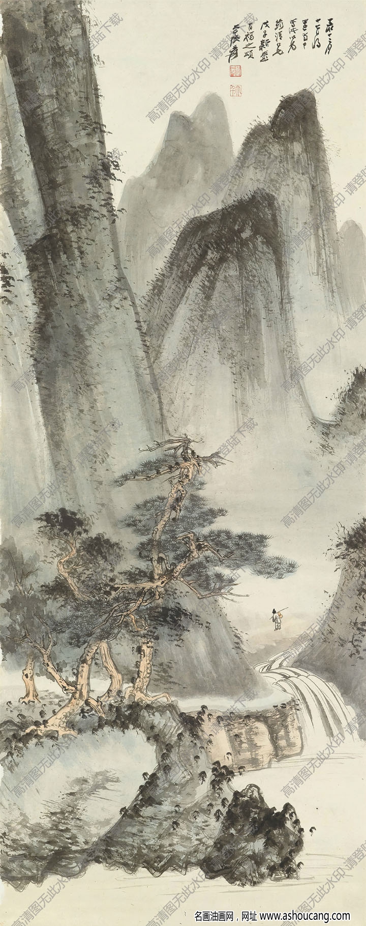 張大千國畫作品_壬水十二月十七日故里蜀中寫此_高清下載