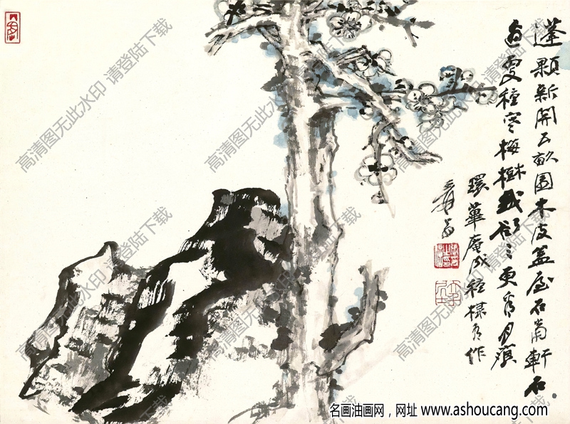 張大千作品_新梅_寫于環(huán)華庵_高清國畫下載