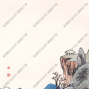 齊白石國(guó)畫(huà)_山水人家_無(wú)款_高清大圖下載