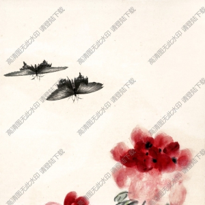 齊白石國(guó)畫(huà)_紅花雙蝶圖_高清大圖下載