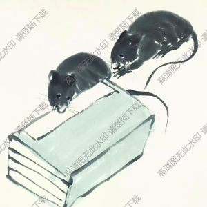 齊白石_兩只老鼠咬書_乙亥年作_高清大圖下載