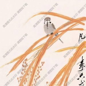 齊白石_水稻_麻雀_高清大圖下載