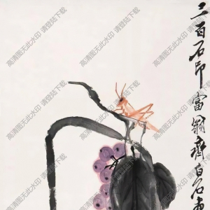 齊白石_藤果_荔枝與螞蚱_高清大圖下載
