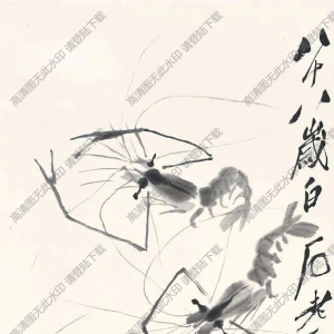 齊白石_四只蝦_八十八歲時作_高清大圖下載