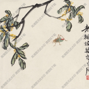 齊白石作品_桂花樹下蛐蛐_高清大圖下載