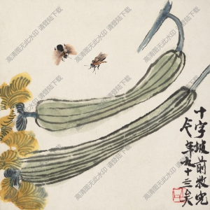 齊白石作品_絲瓜蜜蜂_高清大圖下載