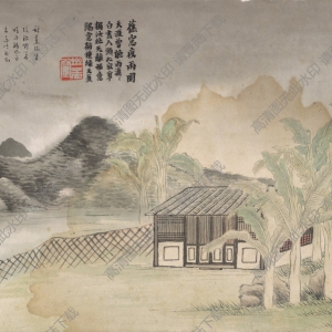 齊白石_石門二十四景08_蕉窗夜雨圖_高清大圖下載