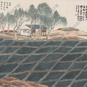 齊白石_石門二十四景10_老屋聽鸝圖_高清大圖下載