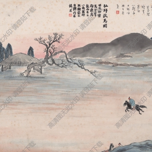 齊白石_石門二十四景21_仙坪試馬圖_高清大圖下載