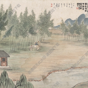 齊白石_石門二十四景24_竹院圍棋圖_高清大圖下載