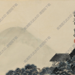 齊白石_23開借山圖冊21_雙肇樓圖_高清大圖下載
