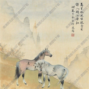 戈湘嵐國畫_秋風(fēng)雙駿_高清大圖下載